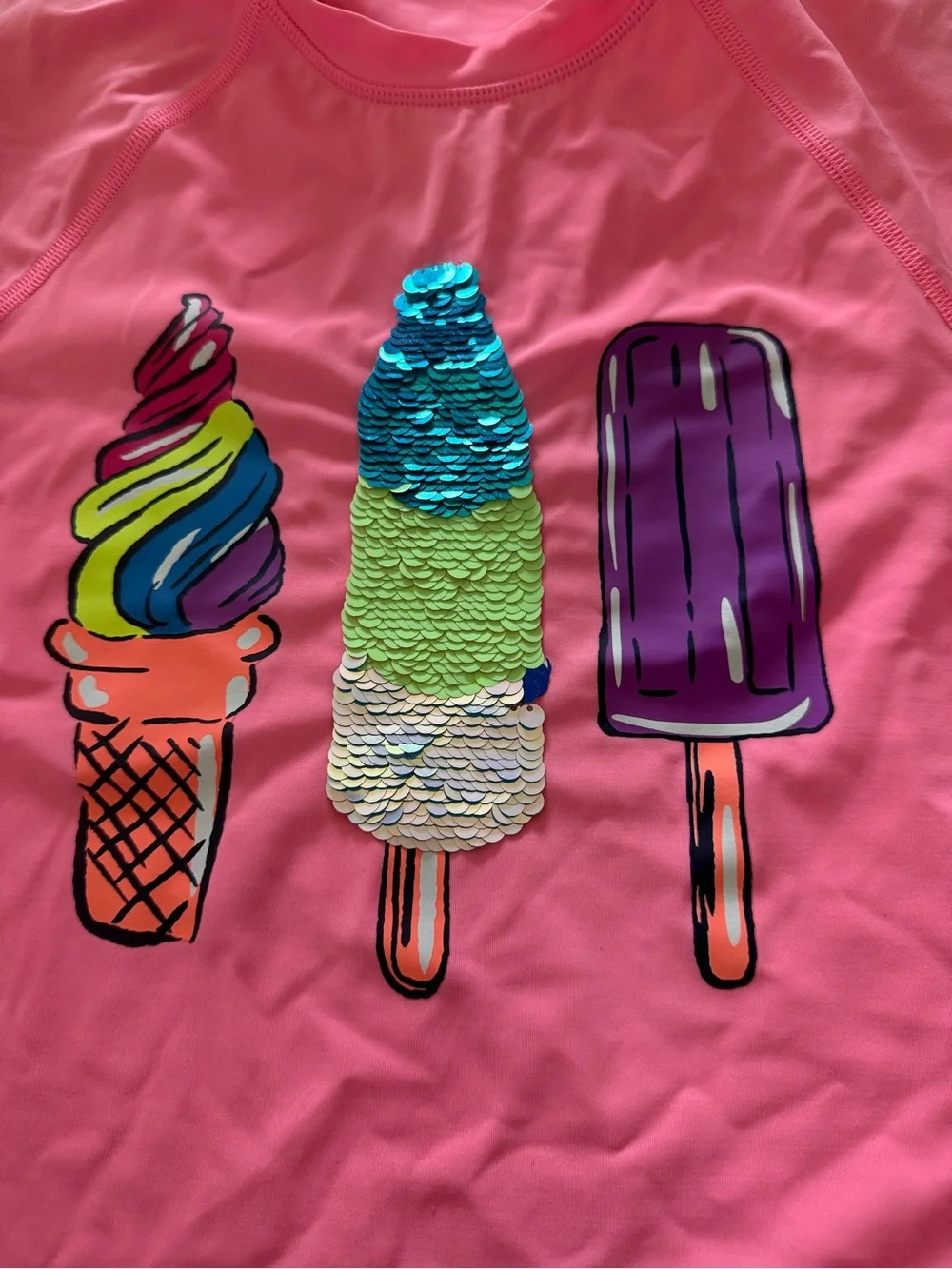 Lands' End Bright Pink Kids Ice Cream Graphic Tee